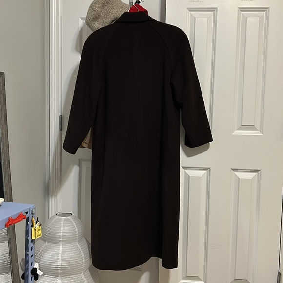 Vintage brown long trench coat peacoat button from long coat - Picture 4 of 6